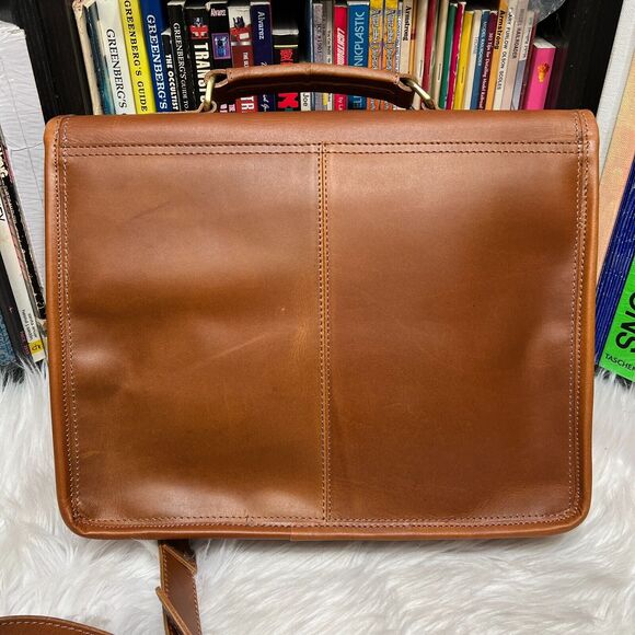 AARON LEATHER GOODS BRIEFCASE BROWN BAG - Picture 5 of 10